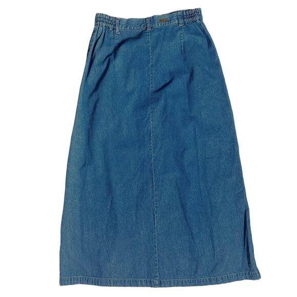 Vintage Woolrich Size Small Denim Midi Skirt Pockets Elastic Waist Western - Picture 2 of 9